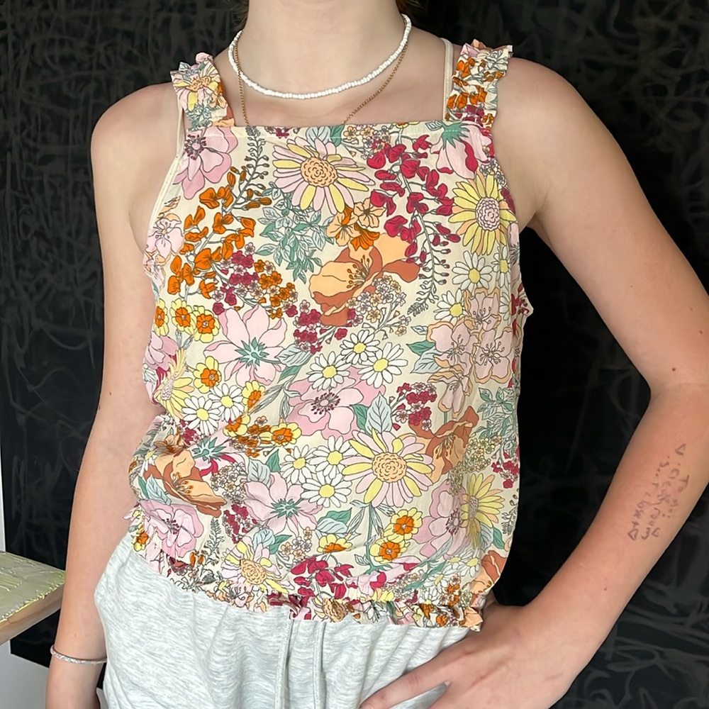 NWT Girls size 13-14Y, H&M  ruffle tank floral